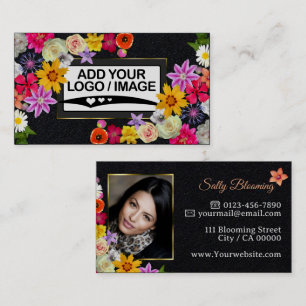 Logo Photo Template Elegant Wildflower Kraft Paper Business Card