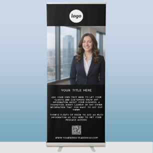 Logo Photo Text QR Code Promotional Business Info Retractable Banner