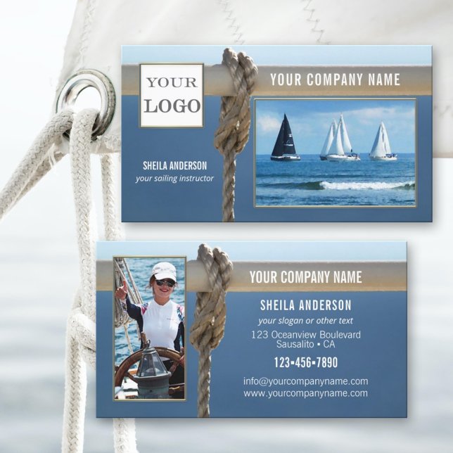 Logo Photos Sailing Instructor Business Card (Creator Uploaded)