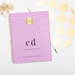 Logo pink leather monogram initials business 2024 planner<br><div class="desc">Pink faux leather photo as background. Personalize and add your logo,  monogram initials,  name and a title year 2024 (or any year). Your logo both on the front and the back.  Space for your website address on the back.</div>