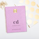 Logo pink leather monogram initials business 2026 planner<br><div class="desc">Pink faux leather photo as background. Personalize and add your logo,  monogram initials,  name and a title year or any year). Your logo both on the front and the back.  Space for your website address on the back.</div>
