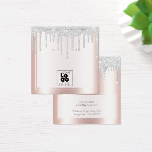 Logo Pink Silver Glitter Drip Earring Display Card