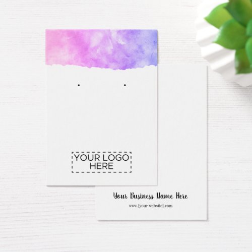 Logo Pink Watercolor Ombre Earring Display Card