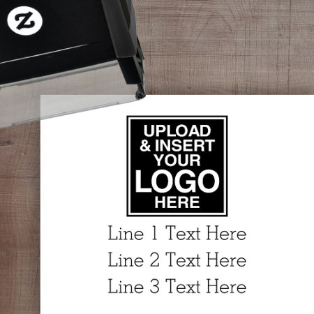 Logo Plus Business Address Label Or 3 Lines Text Self-inking Stamp