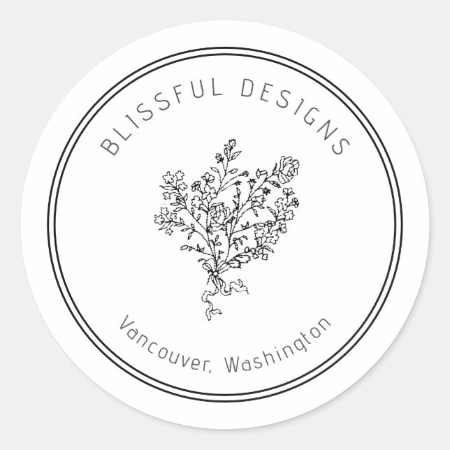Logo Pretty Design Floral Shop Business Classic Round Sticker (Front)