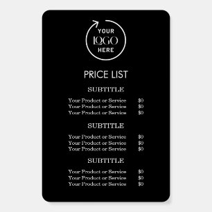 Logo Price List   Black Business Modern Minimalist Foam Board