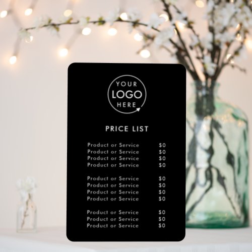 Logo Price List  Black Business Modern Minimalist Foam Board