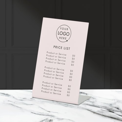 Logo Price List  Blush Pink Business Modern Pedestal Sign