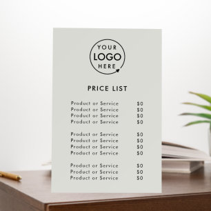 Logo Price List   Gray Business Modern Minimalist Foam Board