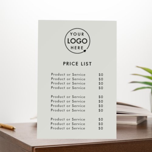 Logo Price List  Gray Business Modern Minimalist Foam Board