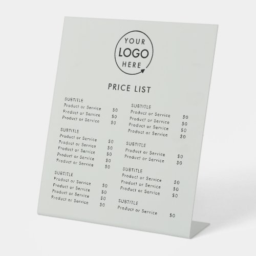 Logo Price List  Gray Business Modern Minimalist Pedestal Sign