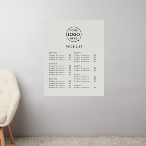 Logo Price List  Gray Business Modern Minimalist Wall Decal