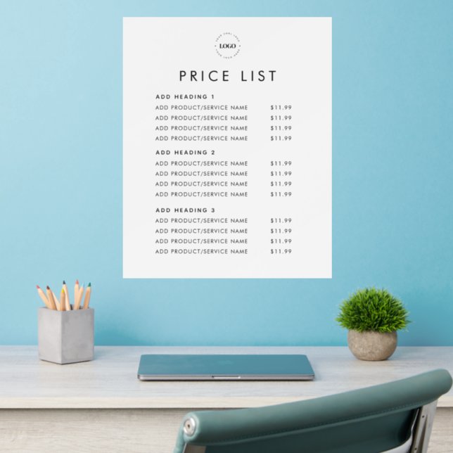 Logo Price List Simple Minimal Minimalist Plain  Wall Decal (Home Office 2)