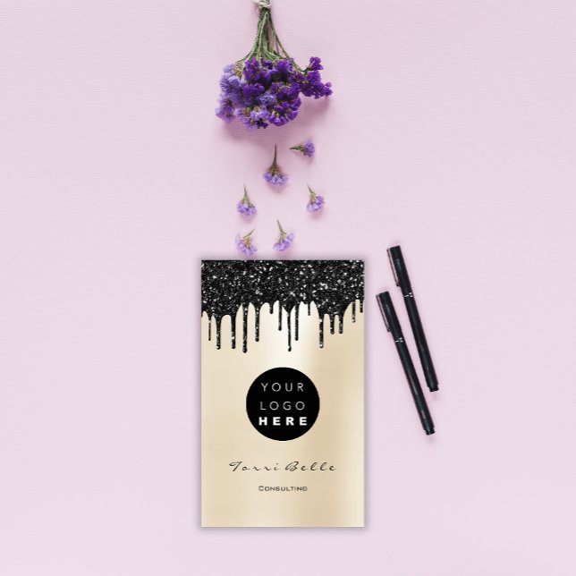 Logo Professional Black Drip Pearly Consulting Business Card (Logo Professional Black Drip Pearly Consulting Business Card)