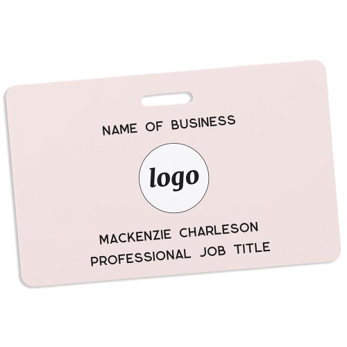 Logo Professional Business Blush Pink Name Badge