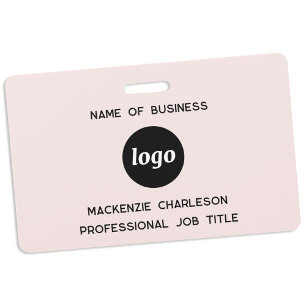 Logo Professional Business Blush Pink Name Badge