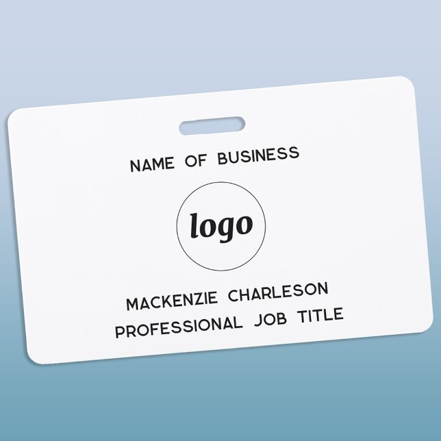 Logo Professional Business Name Badge (Simple logo with custom text business promotional branding professional staff name tag)