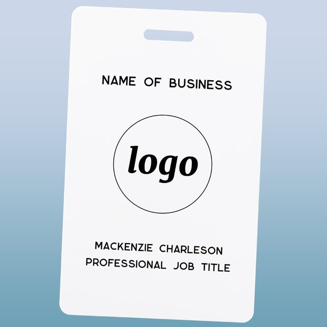 Logo Professional Business Name Badge (Simple logo with custom text business branding promotional name badge)