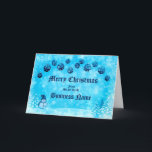 Logo Promo Business Blue Snowman Baubles Christmas Holiday Card<br><div class="desc">Send your customers your Best Christmas Wishes with this Blue Snowman & Baubles Business Christmas Greeting Card - - Add your Business Name, and Logo, - - Change ANY of the Greeting Text to say exactly what you want. - - AND there are Extra Text Spaces to add more specific...</div>