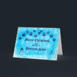 Logo Promo Business Blue Snowman Baubles Christmas Holiday Card<br><div class="desc">Send your customers your Best Christmas Wishes with this Blue Snowman & Baubles Business Christmas Greeting Card - - Add your Business Name, and Logo, - - Change ANY of the Greeting Text to say exactly what you want. - - AND there are Extra Text Spaces to add more specific...</div>