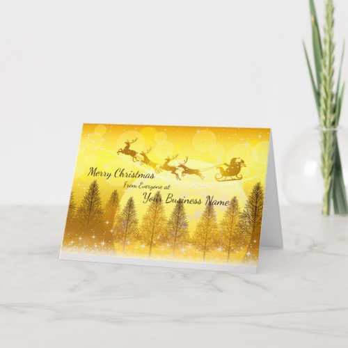 Logo Promo Business Gold with Sleigh Christmas Holiday Card