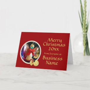Logo Promo Business Red & Angel Christmas 20XX Holiday Card