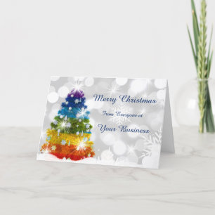 Logo Promo Rainbow Tree Business Merry Christmas Holiday Card