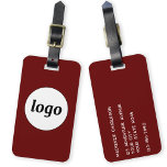 Logo Promotional Burgundy Business Branding Luggage Tag<br><div class="desc">Simple logo design for your business.  Replace the logo and details with your own and change the background color in the design tool to customize.  Ideal for as a promotional item to give to clients,  customers and employees,  and for business travel and trade shows.</div>