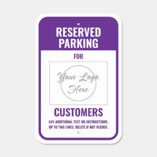 Logo Purple Reserved Parking for Customers Metal Sign