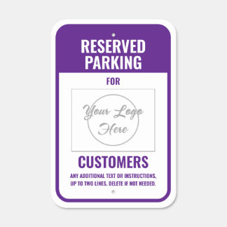 Logo Purple Reserved Parking for Customers Metal Sign
