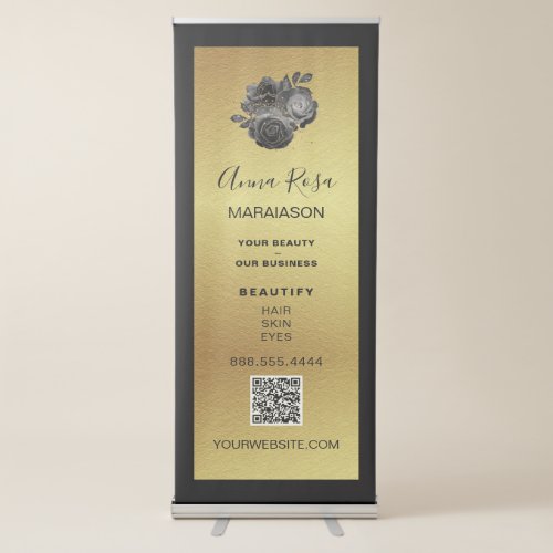  LOGO QR Black  Gold Foil Store Shop   Retractable Banner