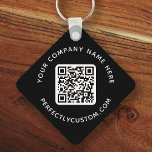 Logo, QR code and custom text double sided black Keychain<br><div class="desc">Double sided keychain with your custom logo,  QR code and custom text on a black or custom color background. Change fonts and font colors,  move and resize elements with the design tool.</div>