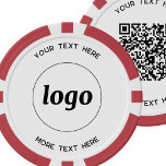 Logo QR code and Text Business Promotional Poker Chips<br><div class="desc">Simple logo with QR code and custom text for promoting your business.  Replace the logo,  QR code destination website and text with your own to customize.  Minimalist and professional to reflect your brand.</div>