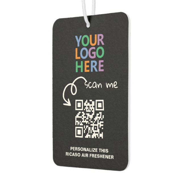 Logo QR Code and Text Custom Personalized Air Freshener (Left)