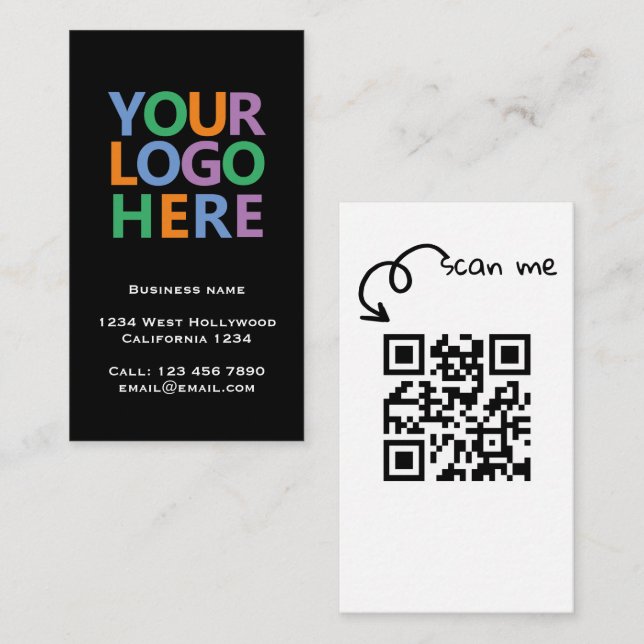 Logo QR Code and Text Custom Personalized Business Card (Front/Back)