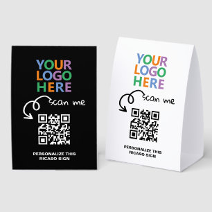 Logo QR Code and Text Custom Personalized Paper Table Tent