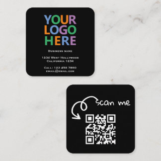 Logo QR Code and Text Custom Personalized Square Business Card