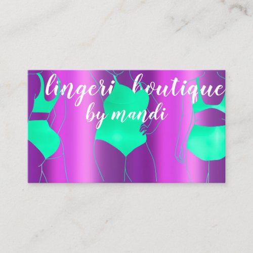 Logo QR Code Bikini Underwear Online Shop Purple  Business Card