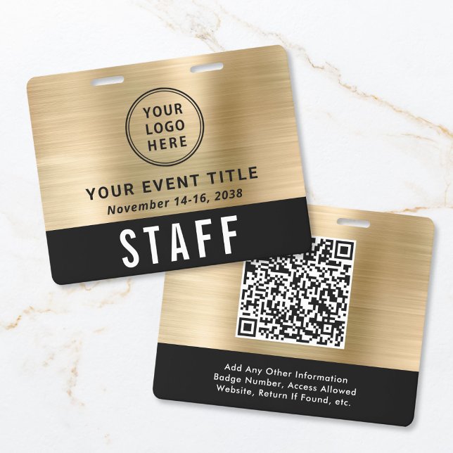 Logo QR Code Black Gold Event Access Pass Badge (Logo QR Code Black Gold Event Access Pass Badge)