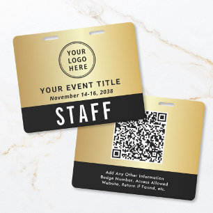 Logo QR Code Black Gold Event Access Pass Badge