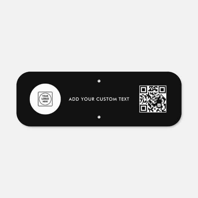 Logo QR Code Black Metal Biz door sign (Front)