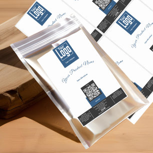 Logo QR Code Blue Black White Large Product Label