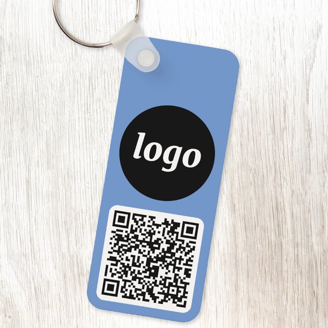 Logo QR Code Blue Business Branding Promotional Keychain (Logo with QR code business branding promotional keychain)