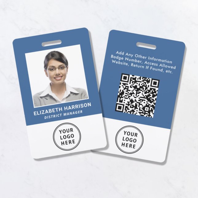 Logo QR Code Blue Employee Photo ID Badge (Creator Uploaded)