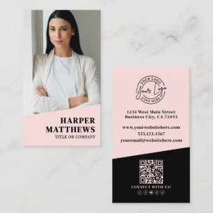 Logo QR Code Blush Pink Business Card