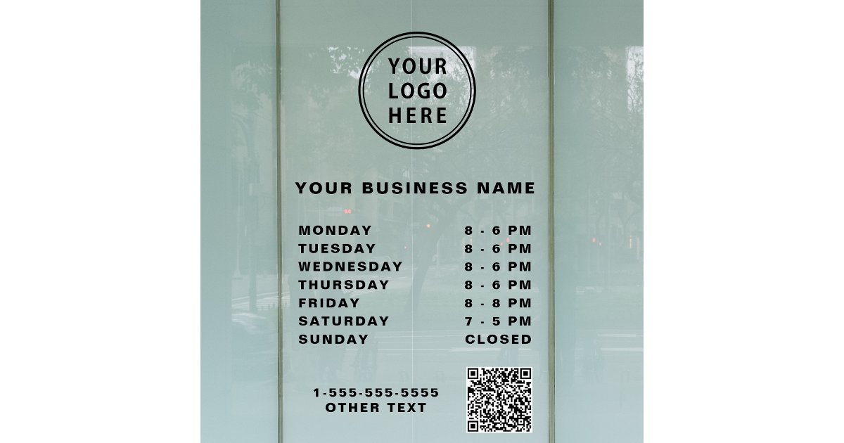 Business Hours Window Cling