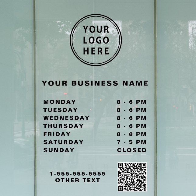 Logo QR Code Business Hours Window Cling (Creator Uploaded)
