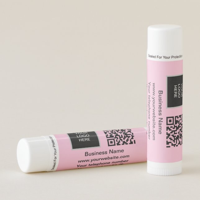 Logo QR Code Business Pink Corporate  Lip Balm (Front)