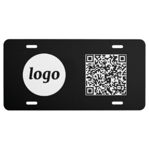 Logo QR Code Business Promotional Black License Plate