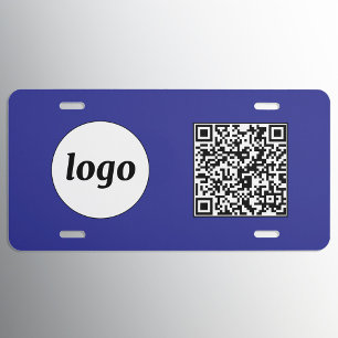 Logo QR Code Business Promotional Blue License Plate